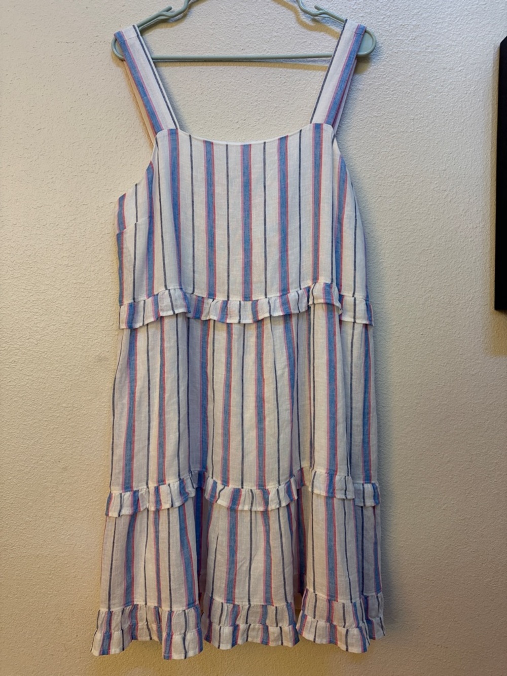 Rails Striped Tiered Midi Dress in Blue, Pink & White